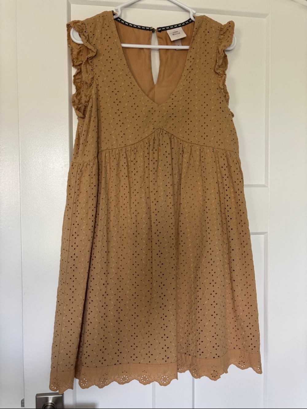 Knox Rose Eyelet V-Neck Ruffle Sleeve Mini Dress